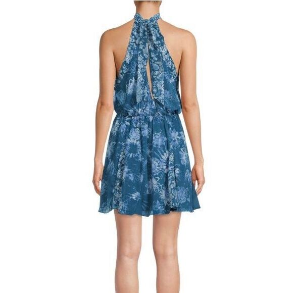 Free People Katerina Floral Halter Mini Dress size XS - Picture 2 of 10